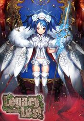  blue_hair boots brown_eyes bubble candle capelet commentary_request crown female flower force_of_will fur_trim fuziwara_ayumu gloves jewelry necklace official_art polearm pricia_(force_of_will) spear thighhighs throne twintails valentina_(force_of_will) weapon 