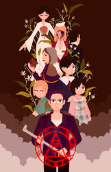  2boys 6+girls alessa_gillespie cheryl_mason commentary_request cybil_bennett dahlia_gillespie harry_mason highres lisa_garland michael_kaufmann multiple_boys multiple_girls photoshop_(medium) sayonararolling silent_hill_(series) silent_hill_1 