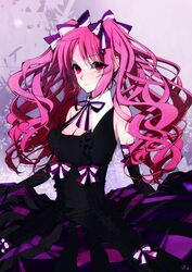  amawashi_(1004) bad_id bad_pixiv_id bow breasts cleavage dress elbow_gloves female gloves goth_fashion gothic_lolita hairbow highres large_breasts lolita_fashion long_hair pink_hair red_eyes shiki_(novel) shimizu_megumi solo twintails 