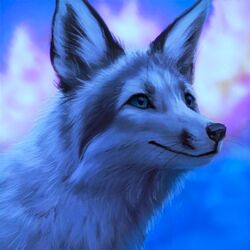  1:1 ambiguous_gender black_body black_fur black_nose canid canine canis feral fox fur hybrid johis mammal simple_background solo whiskers white_body white_fur wolf 