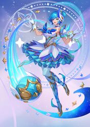  absurdres alternate_costume artist_request ball ballerina ballet_slippers bare_shoulders blue_eyes blue_hair blue_pantyhose blue_ribbon brooch choker detached_sleeves female gloves hair_bun hair_ornament highres jewelry league_of_legends leg_ribbon medium_hair official_alternate_costume official_art orianna_(league_of_legends) pantyhose pink_lips puffy_short_sleeves puffy_sleeves ribbon robot short_sleeves single_hair_bun skirt solo standing star_(symbol) star_brooch star_guardian_(league_of_legends) star_guardian_orianna star_guardian_pet tutu white_gloves white_skirt yellow_footwear 