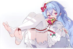  aqua_nails belt between_toes bloomers blue_hair blush bow box braid candy chinese_commentary chocolate commentary commission covered_mouth crossed_ankles crossed_bangs dress feet female food food_print foot_focus frills garter_straps gift hair_ornament hairbow heart heart-shaped_box heart-shaped_chocolate heart_hair_ornament holding holding_gift holding_with_feet knees_up letterboxed long_hair looking_at_viewer luelue_zi nail_polish no_shoes original pointy_ears polka_dot qiya_(kia_098) reclining red_bow red_eyes ribbon simple_background single_braid skirt_hold soles solo stirrup_legwear strawberry_print thighhighs toeless_legwear toenail_polish toenails toes underwear white_background white_dress white_thighhighs yellow_ribbon 