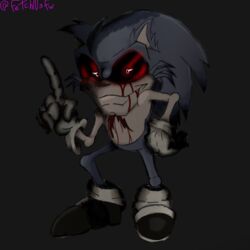  1:1 blood blue_body bodily_fluids creepypasta eulipotyphlan hedgehog hi_res lord_x male mammal nightmare_fuel nightzombie red_eyes scar sega solo sonic.exe sonic_the_hedgehog_(series) 