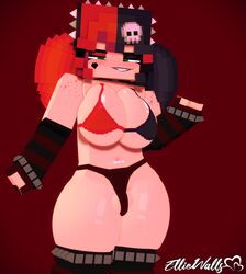  1girls 3d big_breasts bra breasts clothing ellie_walls face_tattoo female female_only freckles goth goth_girl green_eyes heart_tattoo horny_female huge_breasts looking_at_viewer mine-imator minecraft odysseyellie skull_hair_ornament smile solo spiked_hairband standing strip_game tagme tattoo thick_thighs thighhighs twintails two_tone_hair wide_hips 