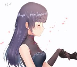  bad_id bad_twitter_id bare_shoulders black_gloves black_hair blunt_bangs blush breasts cleavage closed_eyes earrings ephemer_(kingdom_hearts) female gloves jewelry kingdom_hearts kingdom_hearts_x long_hair mizu_ramen necklace petals see-through simple_background skuld_(kingdom_hearts) sleeveless small_breasts solo_focus star_(symbol) star_earrings star_necklace straight_hair turtleneck white_background 