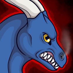  1:1 angry bared_teeth deerdaddy13 dragon ezurth feral horn male mythological_creature mythological_scalie mythology reaction_image scalie smoke smoke_from_nose solo teeth 