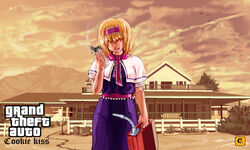  alice_margatroid arson bird blonde_hair blue_dress bush capelet cigarette commentary_request cookie_(touhou) cowboy_shot dress eyes_visible_through_hair female flower gasoline gnome grand_theft_auto grand_theft_auto_v hair_between_eyes hinase_(cookie) holding house jerry_can lighter looking_at_viewer mailbox_(incoming_mail) megafaiarou_(talonflame_810) mountain necktie open_mouth partial_commentary pink_flower pink_necktie pink_sash red_eyes sash short_hair sky smoking solo standing touhou trash_bag trash_can tree white_capelet window yellow_sky 