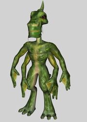  1c_company 3d_(artwork) 4_arms alien ambiguous_gender amphibian digital_media_(artwork) elemental_games green_body horn katauri_interactive membrane_(anatomy) multi_arm multi_limb not_furry nude orange_eyes peleng solo space_rangers unknown_artist 