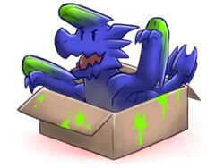  4:3 ambiguous_gender box brachydios brute_wyvern canes-cm capcom container dragon european_mythology feral horn if_it_fits_i_sits_(meme) in_box in_container meme monster_hunter mythological_creature mythological_scalie mythology reptile scales scalie simple_background slime solo tail western_dragon wyvern 