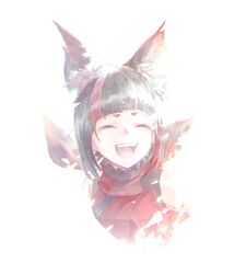  :d animal_ear_fluff animal_ears animare bare_shoulders black_hair blunt_bangs closed_eyes commentary_request detached_sleeves female fox_ears gigapuri highres inari_kuromu light multicolored_hair nanashi_inc. open_mouth red_eyes red_hair scarf short_hair smile solo streaked_hair teeth upper_teeth_only virtual_youtuber 