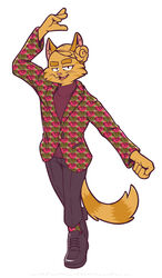  absurd_res anthro black_clothing black_footwear black_shoes clothing domestic_cat felid feline felis footwear fur hairdo heyitscousindave hi_res legwear male mammal maroon_shirt oliver_(heyitscousindave) orange_body orange_fur socks solo sweater topwear turtleneck 