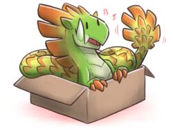  4:3 ambiguous_gender box canes-cm capcom container dragon european_mythology feral if_it_fits_i_sits_(meme) in_box in_container meme monster_hunter mythological_creature mythological_scalie mythology najarala reptile scales scalie simple_background snake snake_wyvern solo tail tusks western_dragon wyvern 