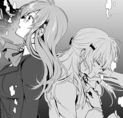  bad_id bad_twitter_id collared_shirt female greyscale hair_ornament hand_on_own_chest jacket kantai_collection long_hair monochrome nagomi_(mokatitk) neckerchief shirt suzuya_(kancolle) underwater 