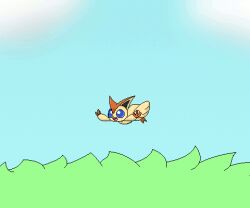  air_inflation ambiguous_gender animated belly big_belly blush generation_5_pokemon hose hose_in_mouth hose_inflation inflation legendary_pokemon low_res milkis2000 nintendo pokemon pokemon_(species) solo victini 