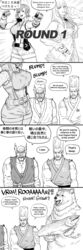  2girls bb_(baalbuddy) bouncing_breasts comedy comic dialogue emilie_de_rochefort female female_focus french funny heihachi_mishima japanese kazama_asuka kuma_(tekken) monochrome multiple_languages paul_phoenix tekken tekken_7 