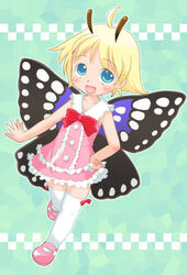  blonde_hair fairy female hatomugi_(mamotan) mary_janes shimon_(shimotsuma) shimotsuma shoes solo thighhighs wings 