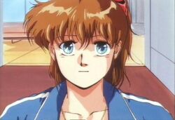  1980s_(style) :| anime_screenshot blue_eyes blue_jacket brown_hair chain_necklace chains closed_mouth collarbone collared_jacket cream_lemon expressionless female gold_necklace hair_between_eyes high_ponytail jacket jewelry looking_at_viewer mami_(cream_lemon) medium_hair necklace ponytail portrait retro_artstyle sidelocks single_vertical_stripe solo track_jacket white_shadow wing_collar 