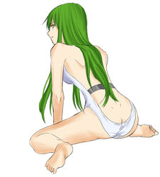  butt_crack c.c. code_geass female green_hair long_hair photoshop_(medium) solo straitjacket toshibou_(satsukisou) 