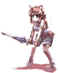  animal_ears asahina_mikuru cosplay crossover dark_chronicle female monica_(dark_chronicle) monica_(dark_chronicle)_(cosplay) photoshop_(medium) solo suzumiya_haruhi_no_yuuutsu sword thighhighs tokyo_(great_akuta) weapon 