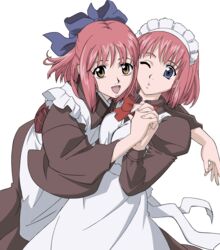  2girls absurdres highres hisui_(tsukihime) kohaku_(tsukihime) long_sleeves multiple_girls ozawa_iku siblings transparent_background tsukihime twins vector_trace 