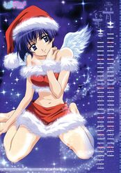  ai_yori_aoshi calendar_(medium) christmas december female hat highres nakayama_yumi november official_art photoshop_(medium) sakuraba_aoi santa_costume santa_hat solo third-party_edit third-party_watermark wings 