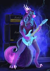  absurd_res alexandradane anthro canid canine canis dragon female guitar hi_res mammal music musical_instrument mythological_creature mythological_scalie mythology playing_guitar playing_music plucked_string_instrument rock scalie string_instrument tail wolf 