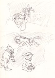  avian avian_feet beak beak_lick black_and_white bodily_fluids cutie_mark doesnotexist duo equid equine feathered_wings feathers feet female feral flying friendship_is_magic fur graphite_(artwork) greta_(mlp) gryphon hasbro hi_res hooves licking mammal mane monochrome my_little_pony mythological_avian mythological_creature mythological_equine mythology paws pegasus pencil_(artwork) rainbow_dash_(mlp) saliva tail tail_tuft talons toes tongue tongue_out traditional_media_(artwork) tuft wings wings_tied 