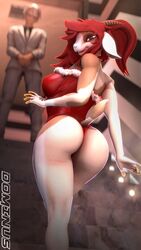  3d_(artwork) 5_fingers 9:16 ali_(domibun) anthro ass big_breasts big_butt blurred_background bovid breasts brown_body brown_fur butt_pose caprine clothed clothing depth_of_field digital_media_(artwork) domibun duo female fingerless_(marking) fingers fur goat grey_clothing grey_suit hair hand_tattoo hi_res horn human inside kanagawa_(domibun) leotard looking_at_viewer looking_back mammal multicolored_body multicolored_fur open_mouth ponytail pose red_clothing red_eyes red_hair red_leotard solo_focus source_filmmaker_(artwork) suit tattoo thick_thighs two_tone_body two_tone_fur warfare_machine white_body white_fur 