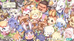  2021 accipitrid accipitriform animal_crossing anthro ape apollo_(animal_crossing) avian bald_eagle bear beau_(animal_crossing) bird blush bovid brother_(lore) brothers_(lore) bunnie_(animal_crossing) canid canine canis caprine cesar_(animal_crossing) chibi confetti cricetid cube_(animal_crossing) daisy_(animal_crossing) dom_(animal_crossing) domestic_cat eagle elephant elephantid elvis_(animal_crossing) english_text facial_hair felid feline felis female goat goldie_(animal_crossing) gorilla grin group group_shot gui hamphrey_(animal_crossing) hamster haplorhine identical_twins isabelle_(animal_crossing) japanese_text jeremiah_(animal_crossing) kidd_(animal_crossing) kyle_(animal_crossing) lagomorph leporid lion lolicon male mammal margie_(animal_crossing) marshal_(animal_crossing) merengue_(animal_crossing) midge_(animal_crossing) mitzi_(animal_crossing) moustache nephew_(lore) nintendo octavian_(animal_crossing) pantherine party_popper plushie poncho_(animal_crossing) primate proboscidean rabbit raccoon_dog raymond_(animal_crossing) rodent roscoe_(animal_crossing) rosie_(animal_crossing) rowan_(animal_crossing) ry_o_ta sea_eagle sheep sibling_(lore) smile snake_(animal_crossing) stitches_(animal_crossing) tanuki teddy_bear text tiger timmy_nook tom_nook_(animal_crossing) tommy_nook twins_(lore) uncle_(lore) uncle_and_nephew_(lore) whitney_(animal_crossing) wolf young 