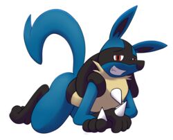  all_fours alpha_channel ambiguous_gender anthro ass black_body black_fur blue_body blue_fur canid canine dripponi fur generation_4_pokemon grin half-closed_eyes looking_at_viewer lucario mammal narrowed_eyes nintendo pokemon pokemon_(species) raised_tail red_eyes simple_background smile solo spikes tail transparent_background yellow_body yellow_fur 