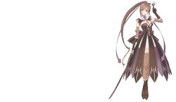  boots brown_eyes brown_hair dress elbow_gloves long_hair maxima_enfield shining_hearts sword taka_tony thighhighs weapon 