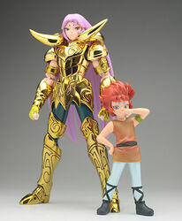  1boy appendix_kiki aries_mu aries_muu armor bishounen boy cloth facial_mark female figure forehead_mark golden horns kid kiki_(saint_seiya) knights_of_the_zodiac lemurian lolicon myth_cloth purple_hair red_hair saint_seiya toy 