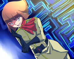  1boy brown_hair gloves gundam gundam_build_fighters military_uniform sazaki_susumu 