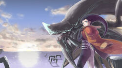  atolm azel_(panzer_dragoon) cloud clouds coat dragon female ocean panzer_dragoon panzer_dragoon_saga sky teeth uzumaki_(skydirt) 