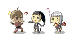  !? 1boy 2girls azel_(panzer_dragoon) chains chibi edge_(panzer_dragoon) family multiple_girls orta panzer_dragoon panzer_dragoon_orta panzer_dragoon_saga toy-t white_hair 