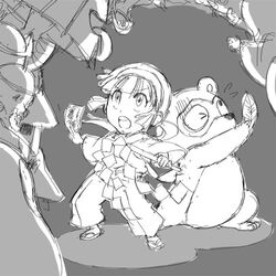  japanese_clothes kiki_kaikai kinuko_(fever_chill) kinuko_(mecha_fetus) lowres manuke_(kiki_kaikai) mariel_cartwright miko monochrome pocky_and_rocky raccoon sayo_(kiki_kaikai) tanuki 