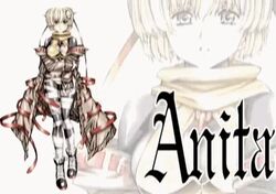  animated animated anita_(growlanser) bandage between_breasts blonde_hair breasts brown_eyes chains cleavage coat female female full_body growlanser growlanser_vi hair_ornament large_breasts leotard lowres short_hair simple_background solo urushihara_satoshi zoom_layer 