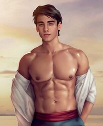  actor beach celebrity disney disney_prince in_character jonah_hauer-king looking_at_viewer male male_only muscles muscular muscular_male nerdyart outdoors outside prince_eric shirtless_male taking_off_shirt the_little_mermaid the_little_mermaid_(2023) 