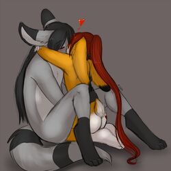  1:1 ajna anthro ass citra digitigrade duo fluffy fluffy_tail grey_background heart_symbol kissing lagomorph leporid male male/male mammal nude rabbit rally_fox romantic romantic_couple simple_background tail young young_anthro 