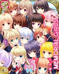  +_+ 6+girls :o ;d black_hair blonde_hair blue_eyes blue_hair blue_sky border bow bowtie braid brown_eyes brown_hair building chloe_lemaire clenched_hand day double_v earrings english_text girlfriend_(kari) green_eyes hair_between_eyes hair_ornament hair_ribbon hairbow hairclip himejima_kinoko jewelry kagami_matsuri kagurazaka_saya kamijou_rui_(gf_kari) kazemachi_haruka looking_at_another mochizuki_erena multiple_girls murakami_fumio official_art one_eye_closed one_side_up open_mouth own_hands_together peeking_out pink_hair ponytail purple_hair qp:flapper red_bow red_hair ribbon sakurai_akane_(girlfriend) sasahara_nonoka scared school school_uniform shiina_kokomi shiranui_isuzu single_braid sky smile sparkling_eyes sweatdrop tokitani_koruri twintails upper_body v v_over_eye wavy_mouth yuuki_nae 