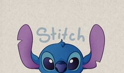  2016 alien big_eyes blue_body blue_eyes blue_fur blue_nose character_name digital_drawing_(artwork) digital_media_(artwork) disney experiment_(lilo_and_stitch) front_view fur head_tuft headshot_portrait lilo_and_stitch looking_at_viewer notched_ear portrait simple_background solo solosandwich stitch_(lilo_and_stitch) textured_background tuft 