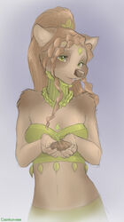  anthro biped brown_hair coonkun countershading dirt female green_eyes hair long_hair looking_at_viewer mammal plant procyonid raccoon solo standing vivian_(coonkun) young young_anthro young_female 