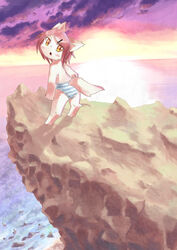  anthro beach blue_clothing blue_panties blue_underwear blush bottomwear brown_hair cliff clothed clothing cloud detailed_background female hair hi_res high_place looking_back mammal open_mouth outside panties panties_only pattern_bottomwear pattern_clothing pattern_panties pattern_underwear rocky_shore sand scenic_view sea seaside short_hair sky solo striped_bottomwear striped_clothing striped_panties striped_underwear stripes sun sunset tail topless underwear underwear_only unknown_artist unknown_species water white_clothing white_panties white_underwear young young_anthro young_female 