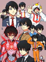  1boy apron bad_id bad_twitter_id black_hair brown_eyes cosplay emcee formal hayata_shinjirou helmet japanese_clothes kigurumi ladle male_focus military military_uniform polo_shirt school_uniform science_special_search_party_uniform suit ultra_series ultraman ultraman_(cosplay) ultraman_(hero&#039;s_comics) ultraman_suit uniform 