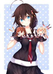  absurdres bad_id bad_nicoseiga_id black_hair blonde_hair blue_eyes blush braid breasts brown_hair character_doll commentary female gradient_hair hair_flaps hair_ornament hair_over_shoulder hair_ribbon hairband hairclip highres kantai_collection long_hair looking_at_viewer messy_hair multicolored_hair neckerchief numpopo open_mouth pleated_skirt red_hairband red_neckerchief ribbon school_uniform serafuku shigure_(kancolle) shigure_kai_ni_(kancolle) shiratsuyu_(kancolle) shiratsuyu_kai_ni_(kancolle) short_hair single_braid skirt small_breasts smile solo straight_hair torpedo yuudachi_(kancolle) yuudachi_kai_ni_(kancolle) 