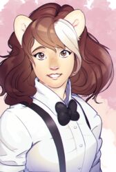  animal_humanoid brown_eyes brown_hair clothing cosplay dandee_(character) felid female hair humanoid lion looking_at_viewer luxar92 mammal mariya_takeuchi meme pantherine plastic_love real_world redraw smile solo 