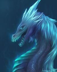  2019 ambiguous_gender auroth_the_winter_wyvern blue_body blue_eyes blue_scales blue_theme digital_media_(artwork) dota dragon female_(lore) feral hi_res mythological_creature mythological_scalie mythology open_mouth scales scalie sharp_teeth solo teeth tongue wrappedvi 