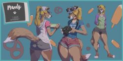  2019 anthro ass butt_pose camera canid canine canis clothed clothing dessert domestic_dog electronics eyewear female food game_console hat headgear headwear hi_res ice_cream mammal mandy_(stoopix) model_sheet multiple_images multiple_poses nintendo nintendo_switch pose solo standing stoopix sunglasses thick_thighs wide_hips 