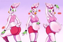  animatronic anthro avian belly big_belly bird chicken digital_media_(artwork) female five_nights_at_freddy&#039;s five_nights_at_freddy&#039;s:_security_breach freddymartin galliform gallus_(genus) glamrock_chica hi_res machine navel phasianid pregnant pregnant_anthro pregnant_female pregnant_robot progression robot scottgames sequence solo steel_wool_studios 