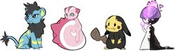  ambiguous_gender black_body black_eyes blue_body blue_fur byemyfriends feral fur fusion gastly generation_1_pokemon generation_3_pokemon generation_4_pokemon generation_7_pokemon group growlithe hi_res hybrid hybrid_pokemon legendary_pokemon markings mew_(pokemon) mimikyu nintendo pachirisu pikachu pink_body pink_nose pokemon pokemon_(species) pokemon_fusion ralts shinx simple_background white_background yellow_face yellow_markings 